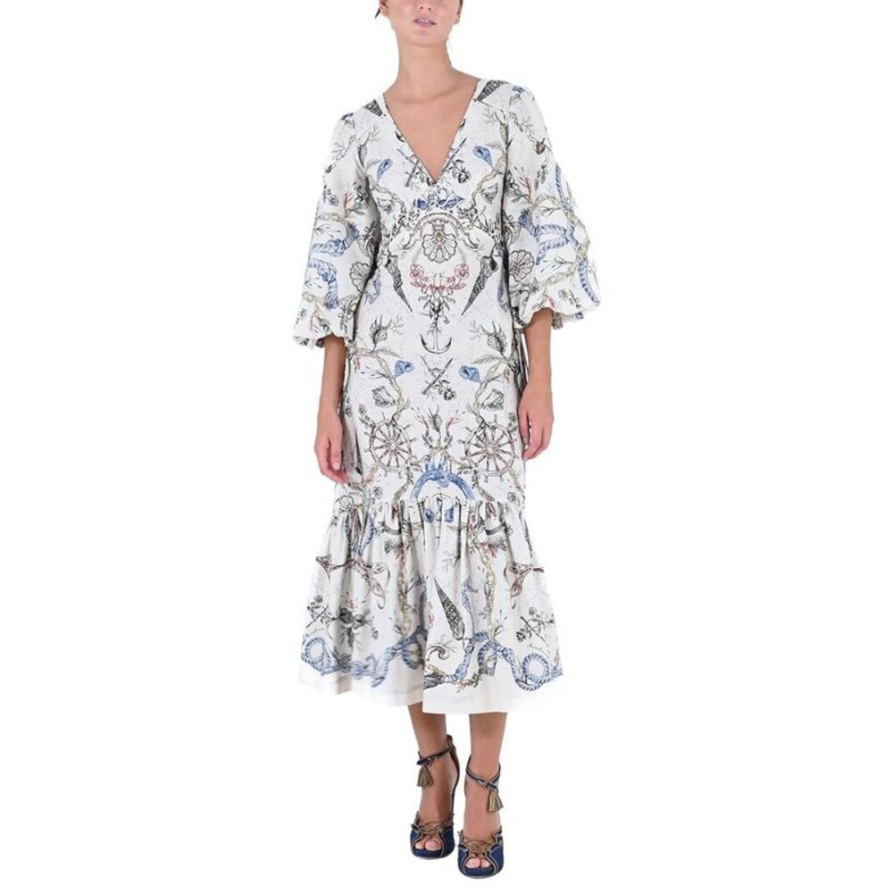 Marchesa Notte Womens  Maxi Day Dress, Cream